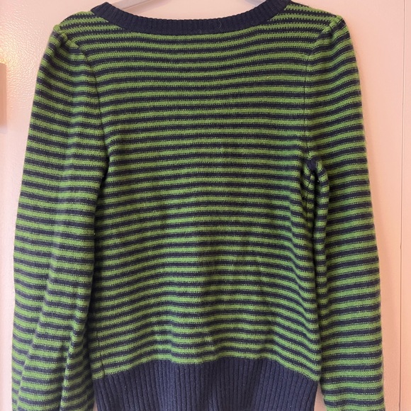 Juicy Couture Navy & Green striped cardigan w/gold buttons. Cashmere/wool blend - Picture 5 of 5